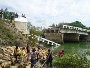 A bridge destroyed by Typhoon Yolanda (photo courtesy of CARD Bank)