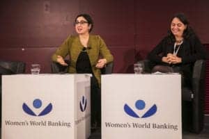 Neli Esipova and Leora Klapper (Making Finance Work for Women Summit, Germany, 11-12 November 2015)