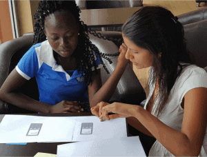 Author walks through design options with a Diamond bank client