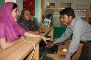 Pakistani women at a bank