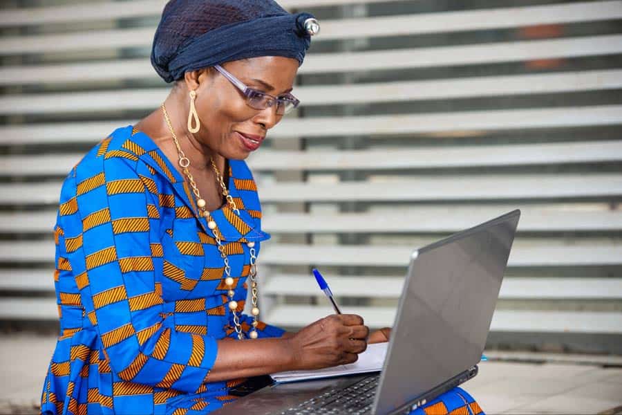 woman working remotely