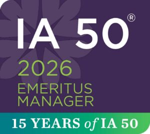 IA 50 2026 15th Anniversary Emeritus Manager Badge